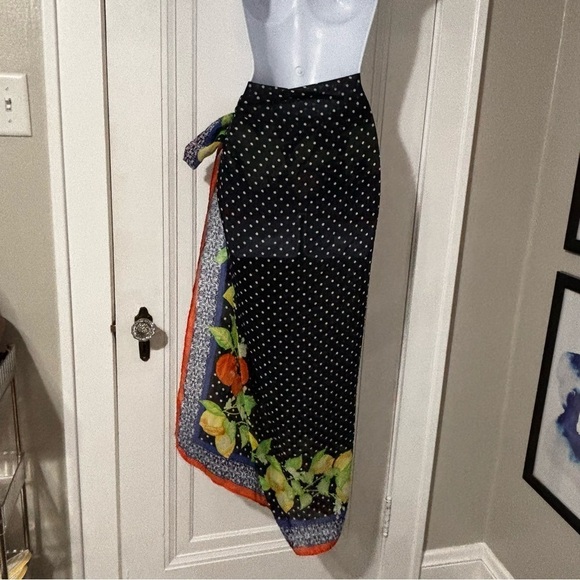 Talbots new polka dot oranges and lemon wrap scarf - Picture 2 of 5